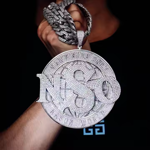 Pendentif rond en diamant de laboratoire scintillant, argent 925, style hip-hop de luxe, colliers unisexes, breloques, bijoux, certifié IGI/EGL - Product Image 5