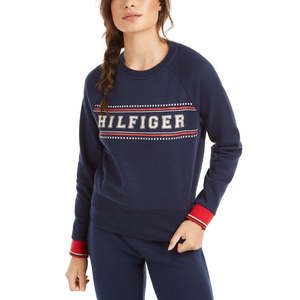 Felpa con cappuccio Tommy Hilfiger da donna XX-Large blu navy con logo sportivo, in maglia traspirante, con cerniera, personalizzabile - Product Image 1