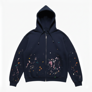 เสื้อฮู้ดซิปสไตล์วินเทจ ย้อมสีแบบแอซิด แต่งลายปัก ปะติด ลายพิมพ์อิงค์เจ็ท ทรงโอเวอร์ไซส์ ผ้าฟลีซ สไตล์ Y2K - Product Image 4