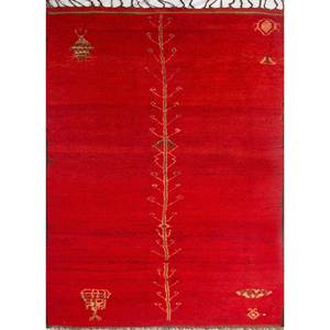 Alfombras de Lana Nayaab de Gran Tamaño Hechas a Mano 9x12, Diseño Rectangular Abstracto Rojo y Naranja, Estilo Clásico para Entrada - Paem-1052 - Product Image 4