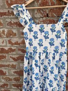 Robe en coton indien imprimé bloc à la main 100% robe longue en coton avec broderie florale tuniques à col carré - Product Image 4