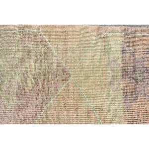 Tapis Turc Vintage de Grande Surface Beige Vert 2.7x6.7ft Style Classique Laine Latex Support Abstrait Motif Rectangle Couloir Design - Product Image 5