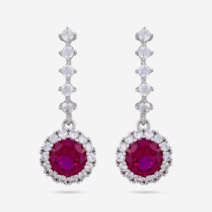 18K <b>Solid</b> Gold Drop Chandelier <b>Hoop</b> <b>Earrings</b> Other Pattern Zircon Pearl Diamond Main Stones Wedding Party Gift Trendy Women's - Product Image 1