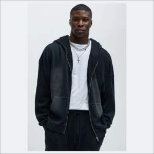 Logotipo personalizado bordado OEM de gran tamaño de alta calidad Boxy Fit personalizado bordado Zip up Sun Faded Wash Vintage sudaderas con capucha desgastadas - Product Image 6