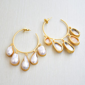 Pendientes de Racimo de Latón Premium, Chapados en Oro, con Piedras Preciosas Auténticas, Acabado de Latón Satinado, Sin Níquel, Duraderos, Perfectos - Product Image 6