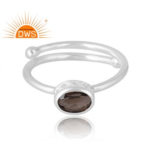 Anillo de piedras preciosas ahumadas naturales de Plata de Ley 925 más vendido, joyería personalizada para mujer, regalo para ella - Product Image 3