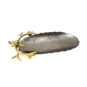 Eco-Friendly Vintage Hammered Stainless Steel <b>Snack</b> Serving <b>Tray</b> Reasonably Priced for Hotel & Home Table Decorative Catering - Product Image 6