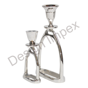 Sustainable Cast Aluminium <b>Candle</b> <b>Stand</b> Set Small Large Horse Stirrup Metal Equestrian <b>Candle</b> Holder High Shinny Polish Finished - Product Image 6