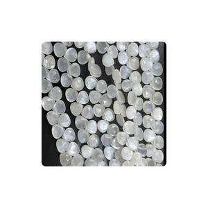 Cuentas de Briolette facetadas de piedra lunar blanca Natural personalizadas al por mayor, 7mm, aproximadamente 8 pulgadas, hebra de cristal negro, fabricación de joyas - Product Image 3