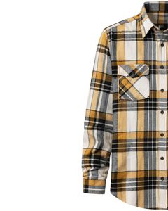 Camisa a Cuadros para Hombre, Manga Larga, Estilo Casual de Franela, Color Amarillo Mostaza, Negro, Gris, Blanco, Personalizable, Venta al por Mayor - Product Image 3