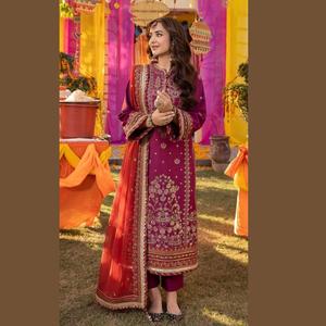 Robe de soirée d'été modeste pour femmes, broderie de logo personnalisée, mode simple, droite, en mousseline de soie pakistanaise, nouvelle boutique de qualité supérieure - Product Image 2