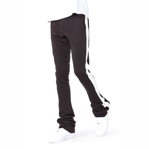 2025 pantalones de chándal acampanados de algodón pesado para Hombres estilo callejero pantalones de chándal personalizados cintura media decoración de patrón frontal plano - Product Image 1