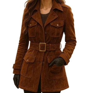 เสื้อโค้ทหนังกลับฤดูหนาวที่ทันสมัยหนังแท้ระบายอากาศได้ดีเป็นมิตรกับสิ่งแวดล้อมพร้อมเส้นสายสะอาดแบบพรีเมี่ยมให้ความรู้สึกหรูหรา - Product Image 1