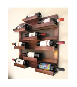 Casier à vin en bois de mangue naturel fini, nouveau Design de fabricant, étagère à vin décorative murale en bois d'acacia à bas prix - Product Image 1