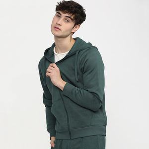Sudadera con capucha de punto de poliéster 100% respetuosa con el medio ambiente OEM y sudaderas con cremallera de algodón de alta calidad sudaderas de invierno de color sólido para hombres - Product Image 3