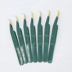 Pinces à épiler professionnelles en acier inoxydable pour extensions de cils, 90 degrés, volume, logo personnalisé, pointe dorée lisse et durable, outil personnalisable - Product Image 1