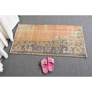 Vintage 2 X 3,6ft alfombra turca naranja púrpura clásico rectángulo Patchwork diseño lana viscosa Material para sala de estar dormitorio látex - Product Image 5