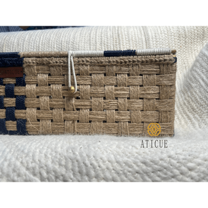 Handwoven 8x6 Inch <b>Jute</b> and Cotton Storage <b>Basket</b> with Lid Rattan Decorative Organizer for Living Room or Kitchen - Product Image 5