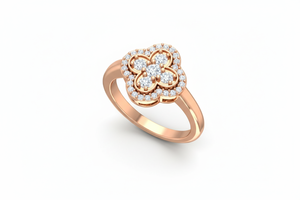 แหวนเพชรโคลเวอร์สี่แฉกนำโชคสำหรับผู้หญิง เหมาะสำหรับงานแต่งงาน งานเลี้ยงฉลองครบรอบ ของขวัญสุดโรแมนติก - Product Image 3