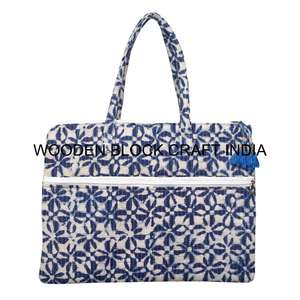 Digital Print Eco Friendly 100% Cotton Quilted With Handle laptop Bag With Handle Laptop Bag With Pocket Cover - Product Image 1