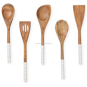 Ustensiles de cuisine en bois naturel Cuillères de cuisson Ustensiles en bois Spatule Réutilisable Fait à la main Ensemble de couverts en bois naturel - Product Image 3