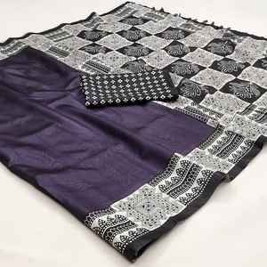 Saree de impresión digital de tejido elegante de alta calidad con bordado intrincado perfecto para celebraciones de ocasiones tradicionales - Product Image 5