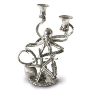 <b>Wooden</b> Base With Silver Shiny Polished Heavy Duty Metal <b>Candle</b> <b>Stick</b> Holders For Wedding And Events Table Centerpiece Supplies - Product Image 5