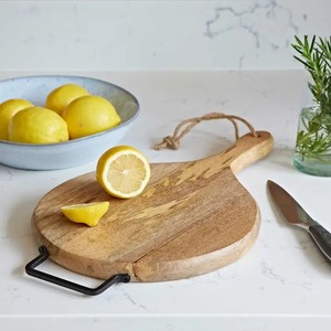 Tabla de Cortar Redonda de Madera de Mango Hecha a Mano al por Mayor - Tabla de Quesos - Product Image 1