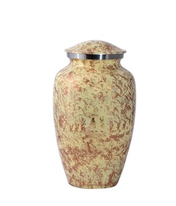 Urne funéraire en aluminium pour cendres humaines-Urne funéraire pour adultes fabriquée à la main-Urne abordable pour cendres-Sac inclus (or crème) - Product Image 1