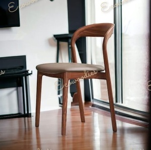 Silla de comedor de cuero de microfibra blanca de lujo sillas modernas patas muebles para el hogar Silla de comedor de madera maciza para sala de estar de madera - Product Image 5