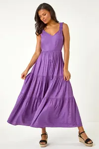 Summer New Arrival Rayon Solid <b>Purple</b> Solor Summer Long Sleeveless <b>Dress</b> Light and Airy <b>for</b> Effortless Beach and Vacation Looks - Product Image 3