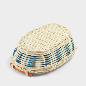 Handwoven Oval Wicker Storage <b>Basket</b> with Color Stripe Eco Friendly Organizer <b>Basket</b> for Home Use - Product Image 4