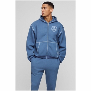 เสื้อฮู้ดสวมหัวผ้าฝ้ายอินทรีย์100% ของผู้ชายเสื้อแนวสตรีทโอเวอร์ไซส์ใหญ่พิเศษปักลูกปัดซักได้ - Product Image 5