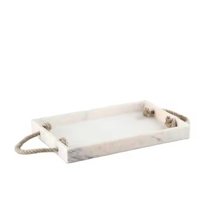 Meilleure vente plateau en marbre carré décoratif plateau de service en marbre pierre marbre blanc service de chambre plateau de service alimentaire - Product Image 1