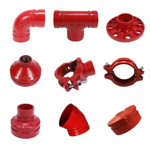FM UL Fire Fighting Ductile Iron Flange Adaptor Grooved Cross 90 Degree Elbow Grooved Pipe Fittings