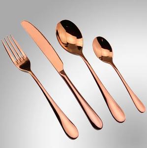 Unique Design Copper Plated Metal Cutlery Set With <b>Round</b> Handle for Home <b>Dining</b> <b>Table</b> Dinnerware Eating Flatware Sets - Product Image 6