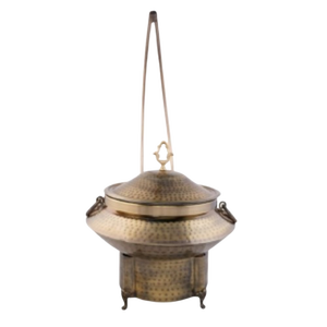 Plat Mughal en argent avec couvercle |   Handi de service indien en acier inoxydable de qualité supérieure pour buffet, hôtel et restauration - Product Image 2