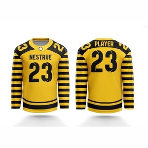 Mayorista Sublimación Personalizada Hockey Sobre Hielo Jersey Equipo Uniforme Manga Larga Tela Transpirable Nombre Personalizado Número Hockey Jersey - Product Image 1