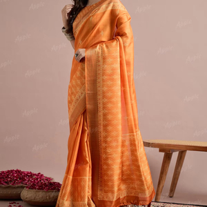 Ikkat Print Katki Silk Saree pour les femmes Traditional Handloom Saree Design Soft Light weight Ethnic Wear Perfect Festive Weddings - Product Image 1