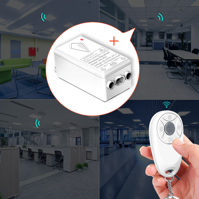 Control 3 Lights in 1 Remote IP66 Wireless LED Light Switch Kit with 1000W Max Current 10A Receiver Wireless Switch Light