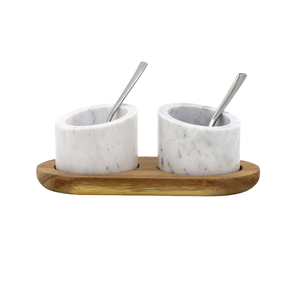 Nouveau pot d'assaisonnement en marbre avec plateau en bois boîte à épices de qualité exclusive pour un usage domestique - Product Image 1
