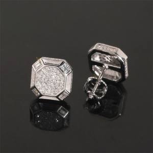 Trendy Luxury 925 Sterling Silver Lab Grown Diamond <b>Stud</b> Earrings Octagon Shape Iced Out Hip Hop Unisex Wedding & Party Jewelry - Product Image 5