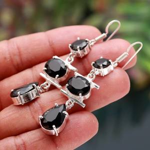 Pendientes de Espinela Negra Facetada, Plata de Ley 925, Gema de Color Negro, Joyería Solitario Hecha a Mano, Regalo - Product Image 2