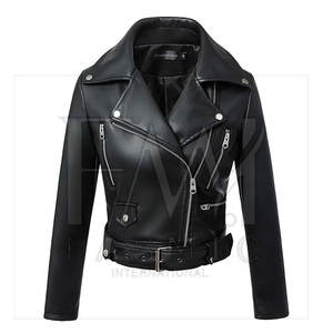 Plain <b>Black</b> <b>Women</b> <b>Long</b> <b>Sleeve</b> Jackets With Customize Size <b>Top</b> Selling Leather Jacket for Winter Clothing - Product Image 1