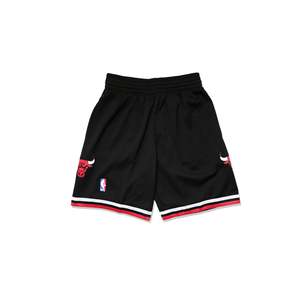 Shorts répliques pour hommes des Chicago Bulls, 100% polyester respirant, noir avec broderie décorative - Product Image 1