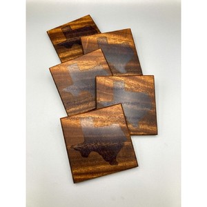 Wholesale Price Customize Square Round Epoxy Wood <b>Resin</b> Coaster with Holder Set 4 Pcs <b>Top</b> Quality For Kitchen Hotel Home Use - Product Image 5