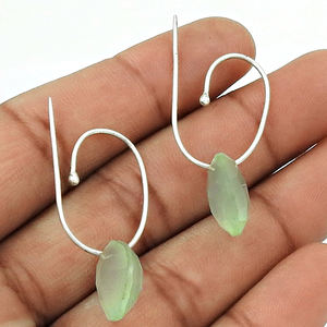 Meilleure vente nouveau Design 925 argent Sterling calcédoine naturelle pierres précieuses perlées boucles d'oreilles pour femme filles bijoux faits à la main - Product Image 4