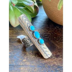 Boyd Ashley Sleeping Beauty Turquoise & Sterling Silver <b>Adjustable</b> <b>Ring</b> Bezel Setting Size 9.25 Gift - Product Image 3