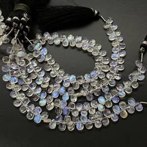 ลูกปัด briolette รูปลูกแพร์รูปพระจันทร์สีขาวสำหรับทำเครื่องประดับเจาะด้านข้างยาว6นิ้ว - Product Image 1