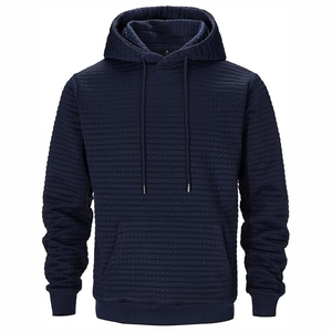 Sudadera con capucha acolchada azul marino premium para hombre, tejido gofrado texturizado, talla y diseño personalizados, precio al por mayor - Product Image 6
